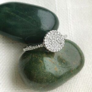 Sterling Silver CZ pave disc ring sz 7 🆕